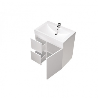 КОМПЛЕКТ Тумба Cube 75Н 2в.я 1д Белый глянец (У79532) + Умывальник Анита 750 У22677 - керамическая плитка - Мебель для ванной комнаты 